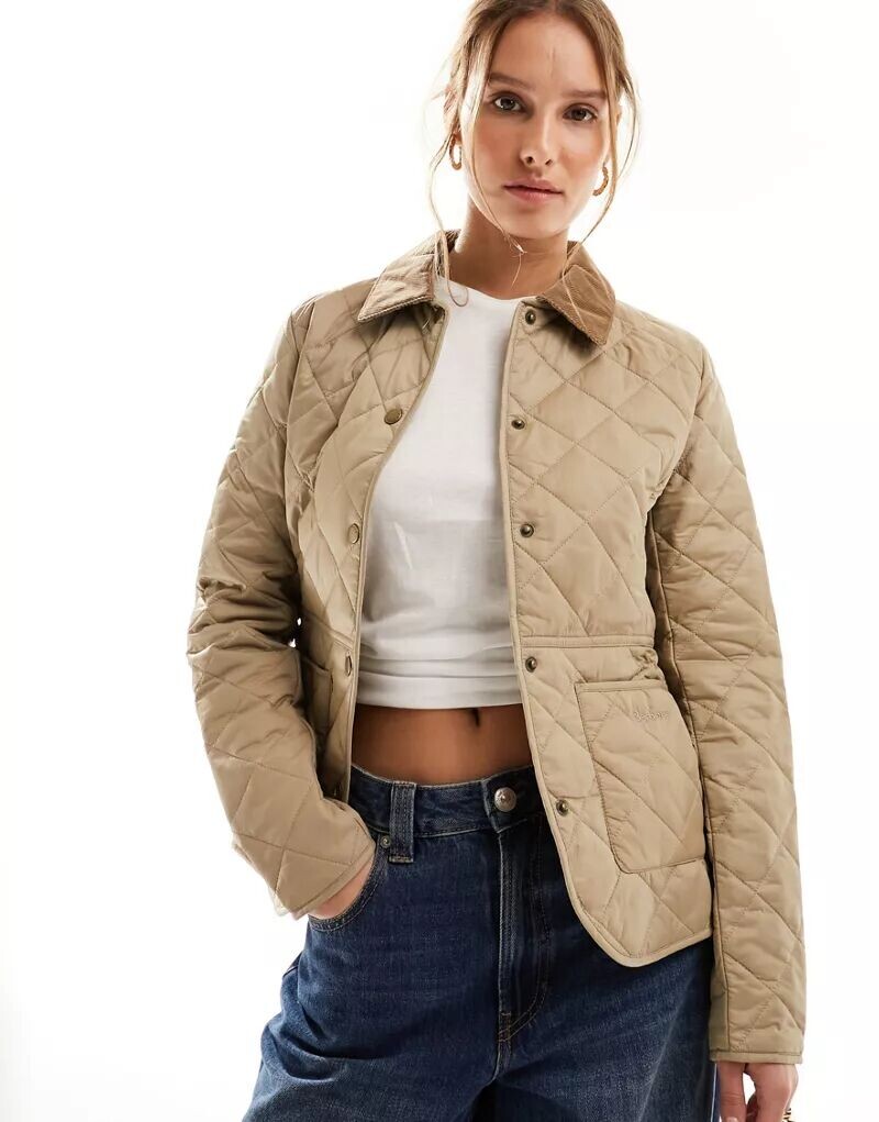 

Бежевая стеганая куртка Barbour Deveron