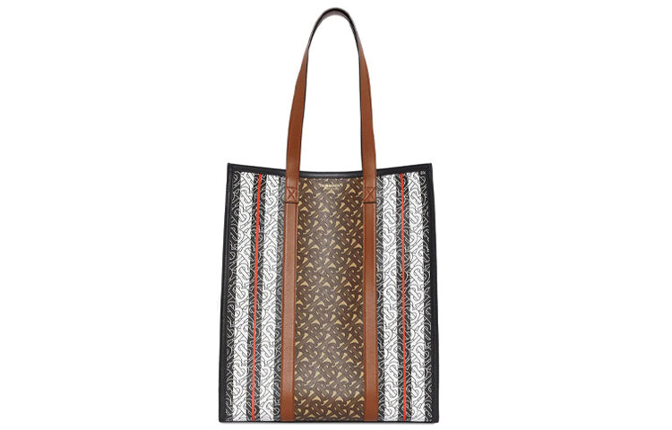 

Сумка Burberry Logo Stripe Canvas Tote, коричневый/белый/серый