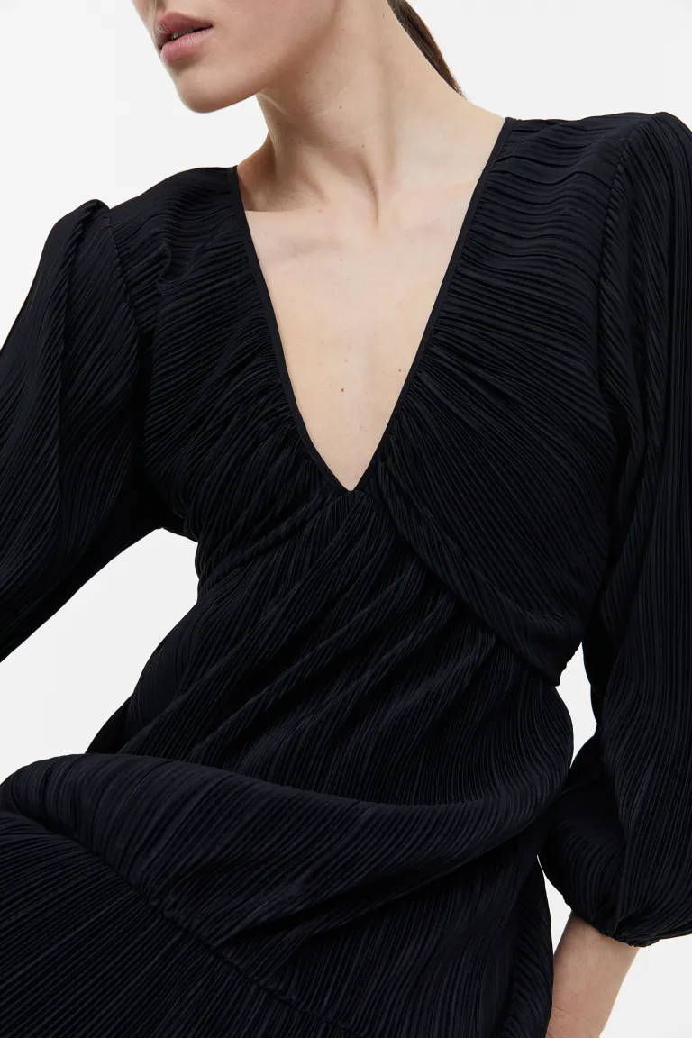

Плиссированное платье из джерси H&M, черный