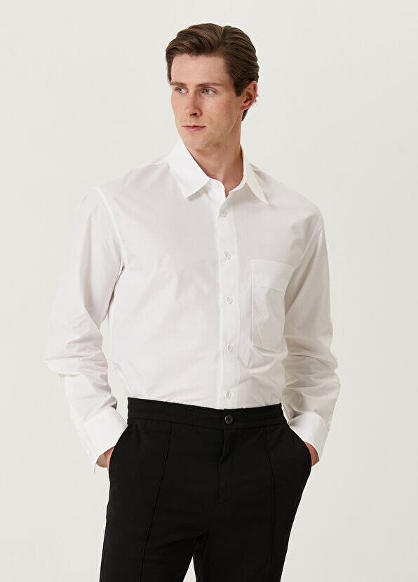

Белая рубашка с вышитым логотипом Solid Homme