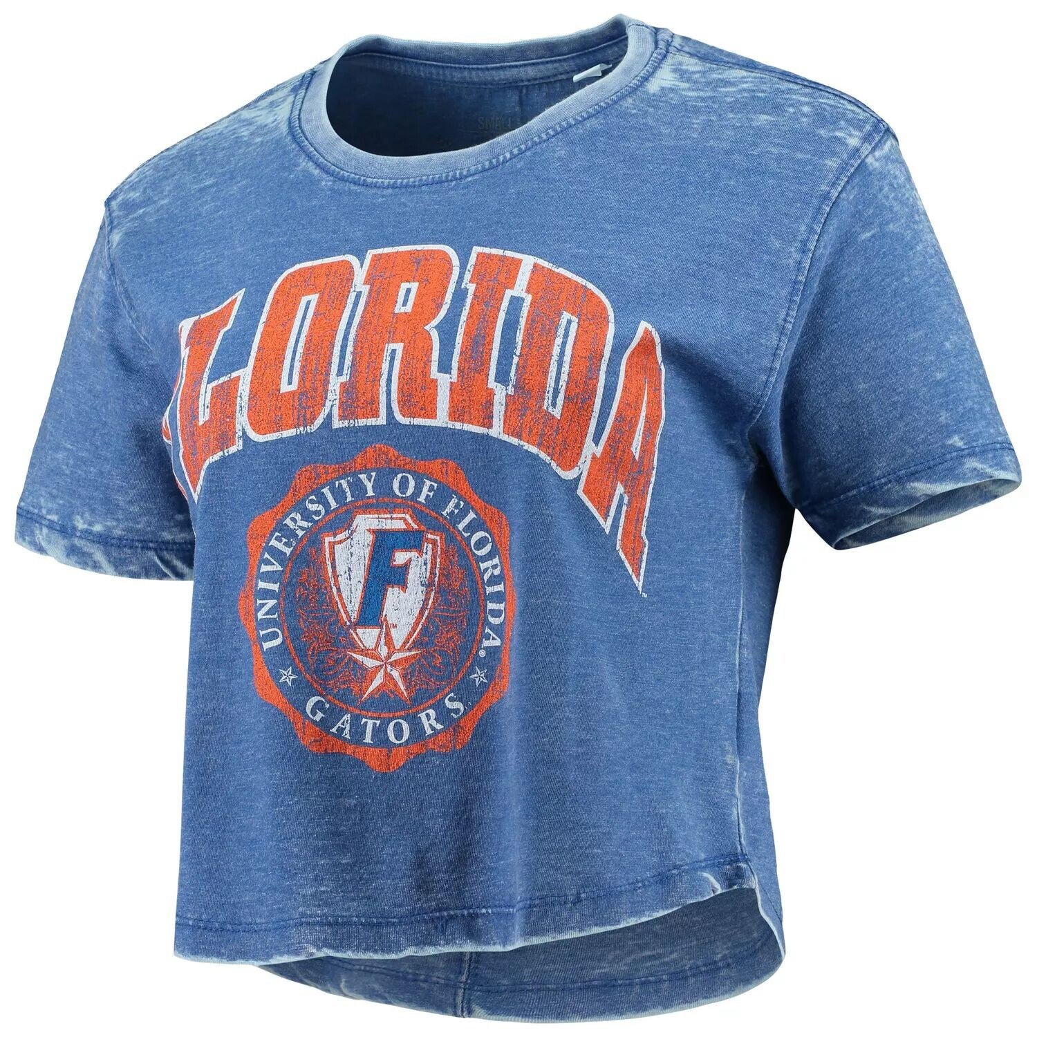 

Женская укороченная футболка Pressbox Royal Florida Gators Edith Vintage Burnout
