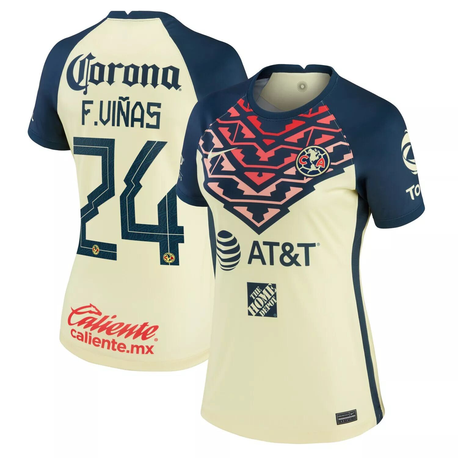 

Женское джерси Nike Federico Viñas Yellow Club America 2021/22 Home Breathe Stadium Replica Player Nike