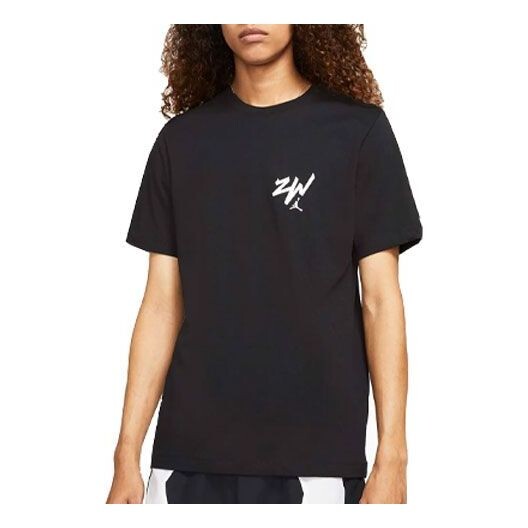 

Футболка Men's Air Jordan Zion Solid Color Alphabet Printing Round Neck Cotton Short Sleeve Black T-Shirt, черный
