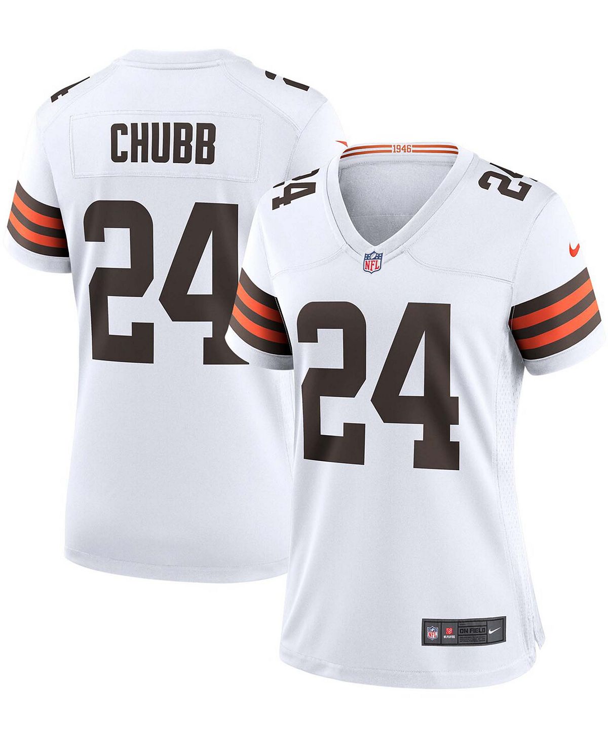 

Женская белая игровая майка Nick Chubb Cleveland Browns Nike, белый