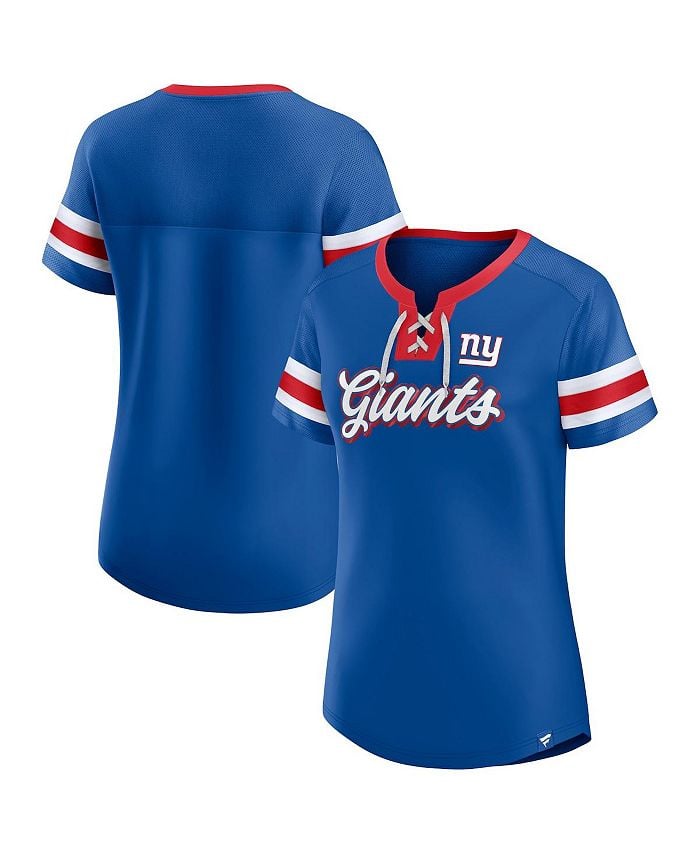 

Женская фирменная футболка Royal New York Giants Original State на шнуровке Fanatics, синий