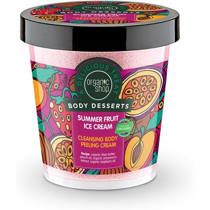Body Desserts Summer Fruit Ice Cream Очищающий крем-пилинг для тела 450 мл, Organic Shop