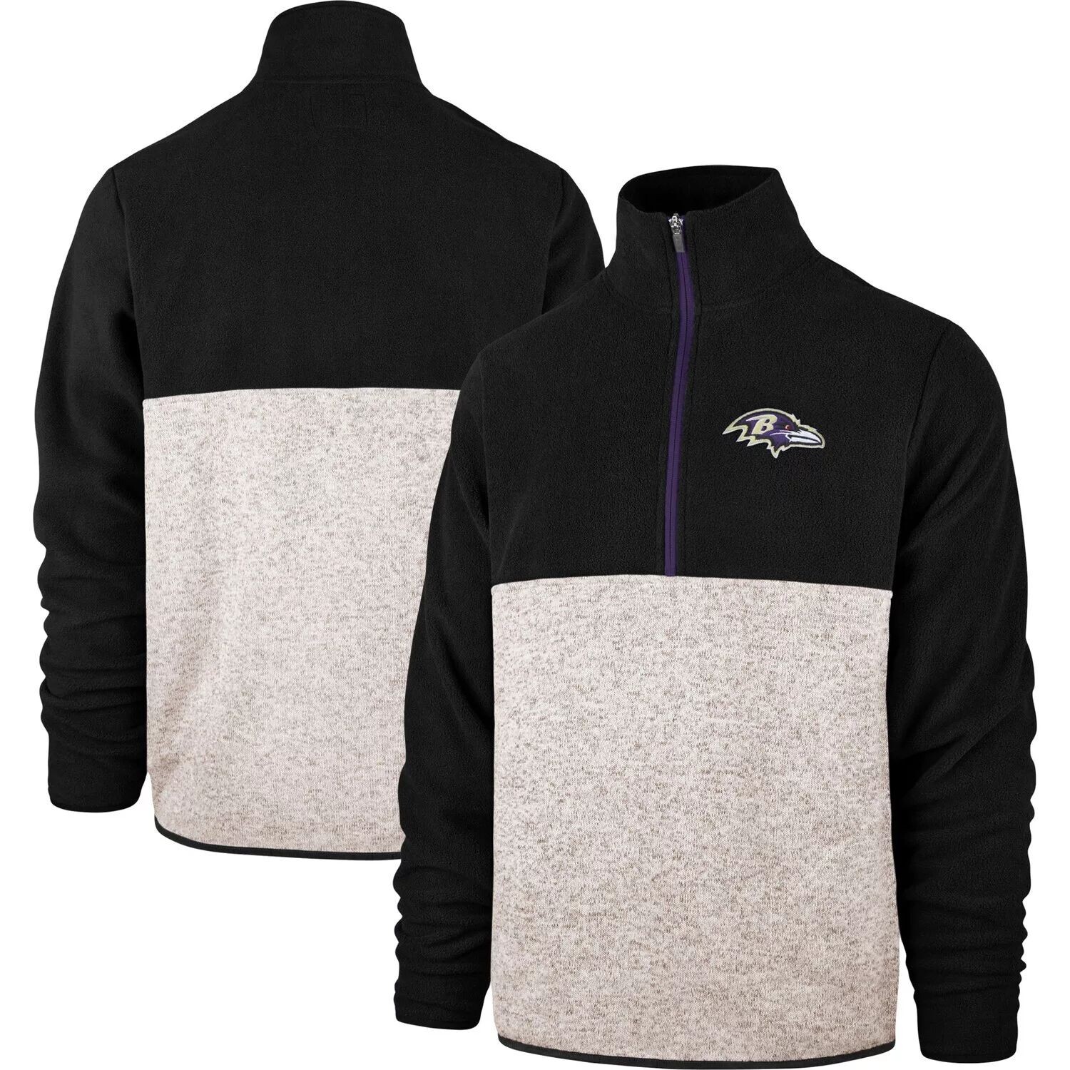 

Мужская черная/кремовая куртка Baltimore Ravens Color Block Kodiak с половиной молнии '47, Черный