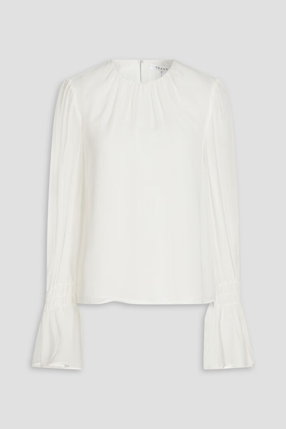 

Блуза из шелкового шифона со сборками Frame, цвет Off-white