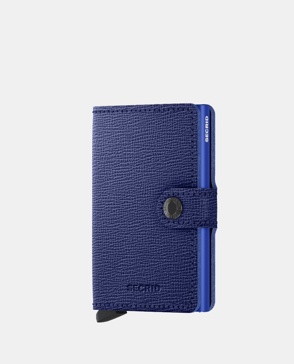Противоугонный кошелек из фактурной кожи темно-синего цвета с RFID-защитой Secrid, синий темно синий кожаный мужской кошелек с защитой от краж и портмоне для монет scharlau темно синий
