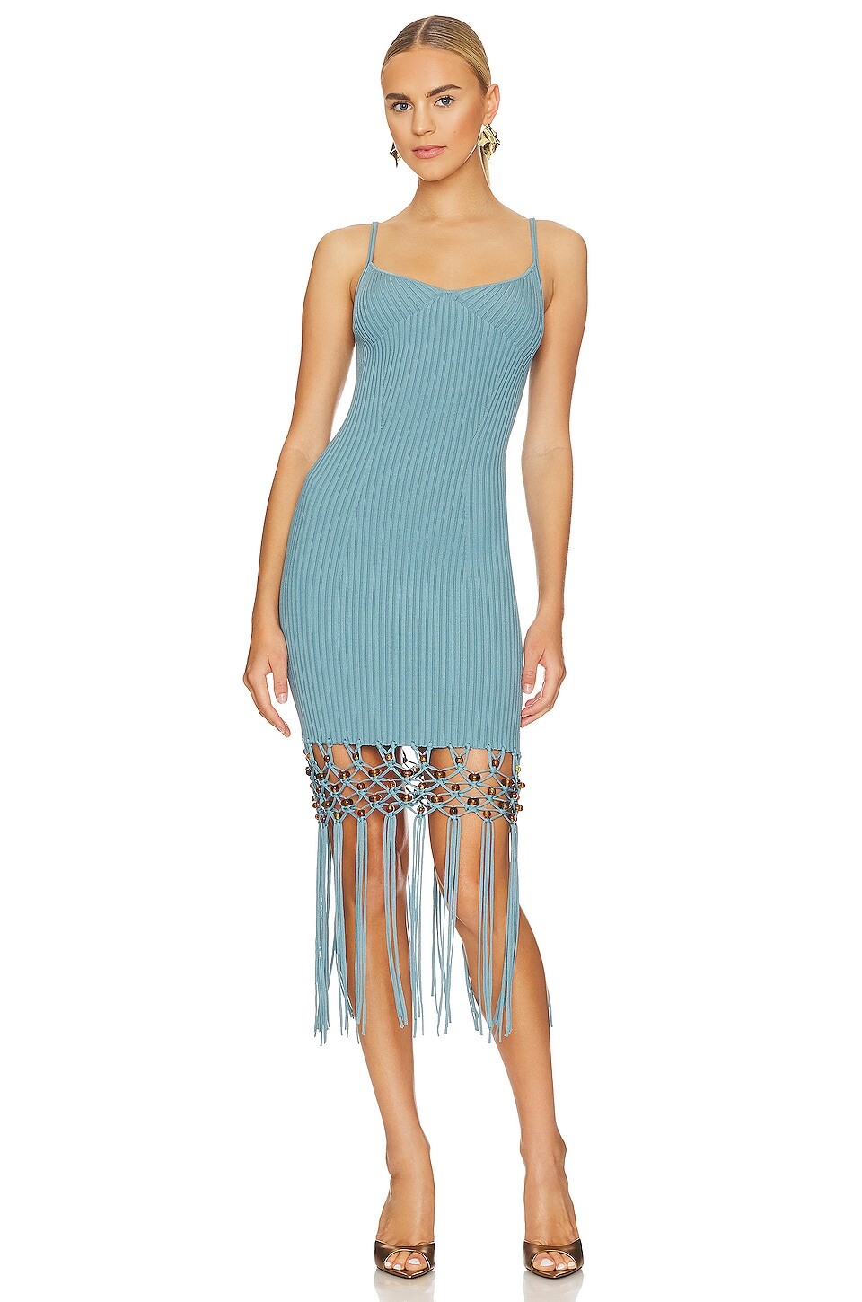 

Платье миди SIMKHAI Diana Bead Macrame, цвет Celeste Blue