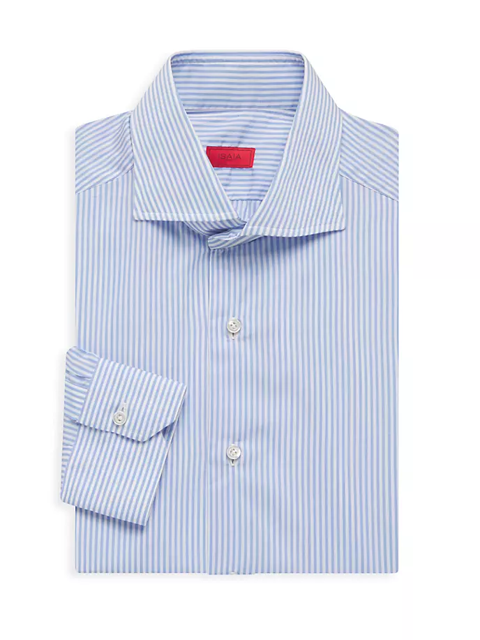 Хлопковая рубашка на пуговицах Isaia, цвет blue stripes