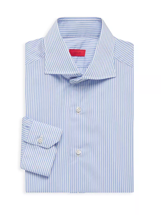 

Хлопковая рубашка на пуговицах Isaia, цвет blue stripes