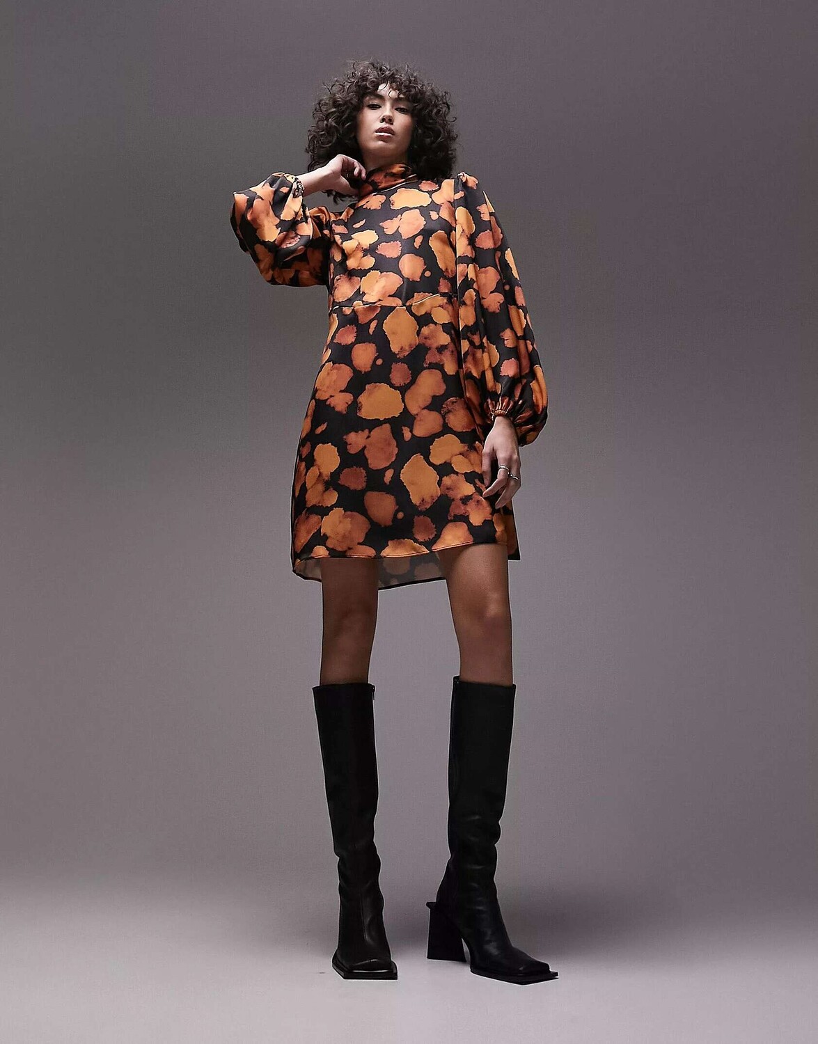 

Разноцветное мини-платье с рукавами-колокольчиками Topshop Topshop Tall