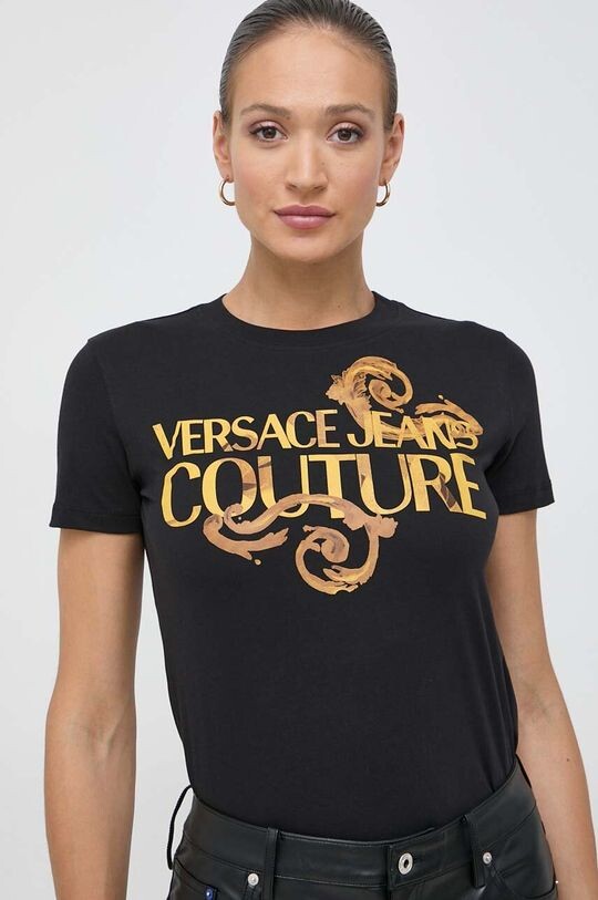 

Хлопковая футболка Versace Jeans Couture, черный