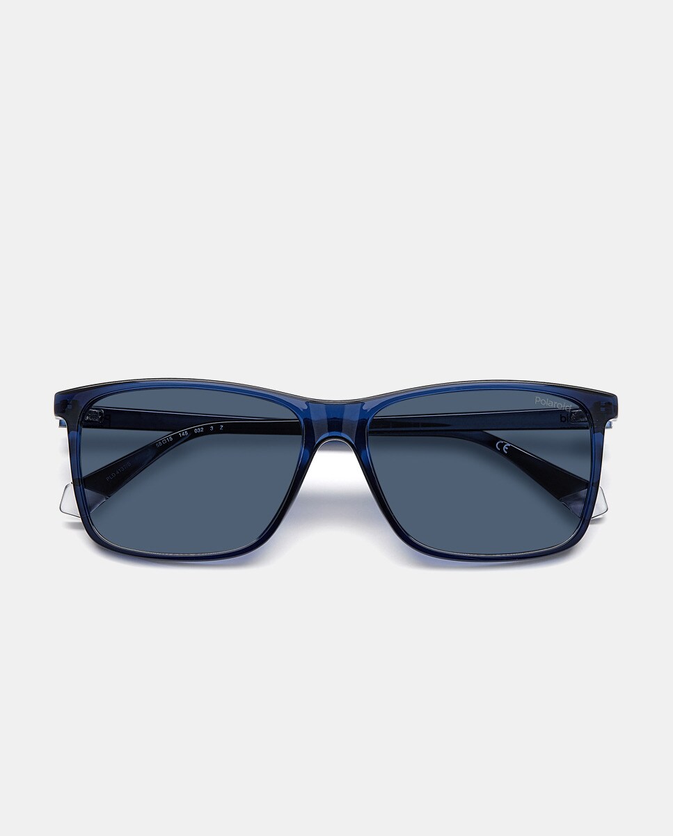 Синие мужские солнцезащитные очки прямоугольной формы с поляризационными линзами Polaroid, синий темно коричневые женские солнцезащитные очки прямоугольной формы с поляризационными линзами vogue коричневый