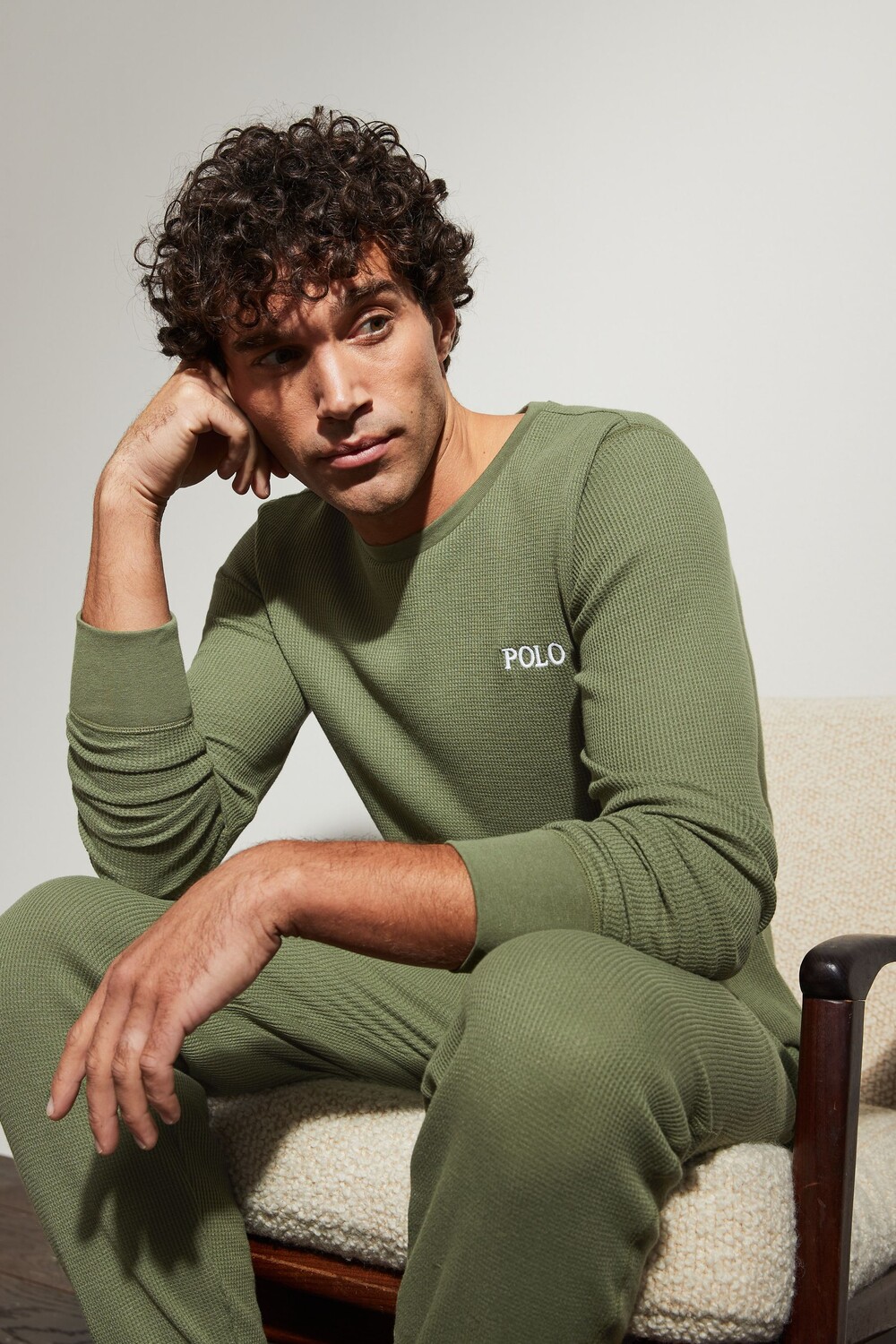 

Футболка с вафельной фактурой и длинными рукавами Polo Ralph Lauren, зеленый