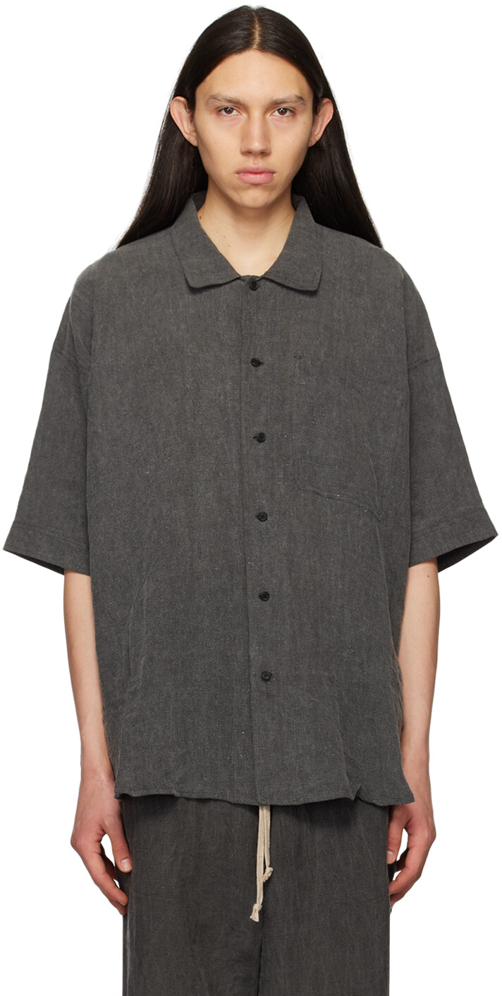 

Серая рубашка O-Project Jan-Jan Van Essche, цвет Dark sumi dyed flax
