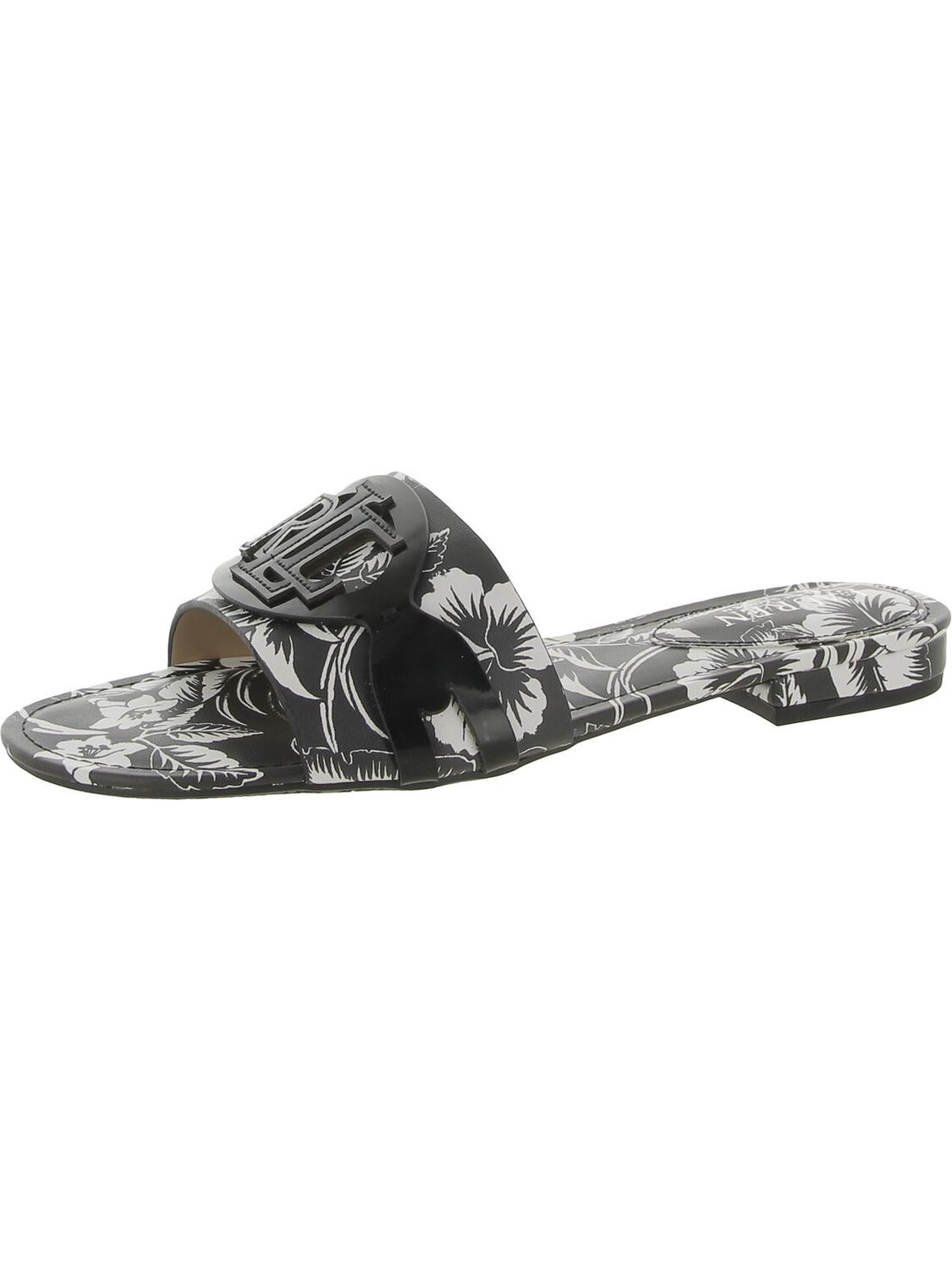 

ALEGRA Женские парусиновые шлепанцы с логотипом Lauren Ralph Lauren, цвет Black/Wht Floral Print