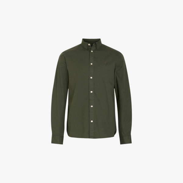 цена Рубашка hawthorne узкого кроя из эластичного хлопка Allsaints, зеленый