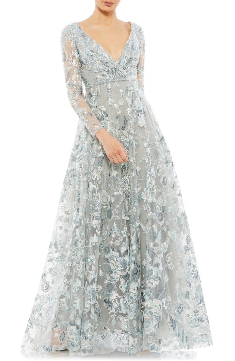 

Платье с длинными рукавами и цветочной вышивкой MAC DUGGAL