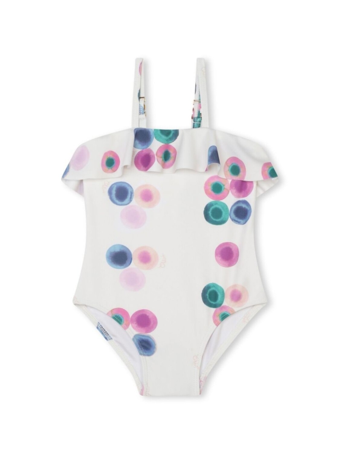 

Chloé Kids купальник с оборками и абстрактным принтом, белый