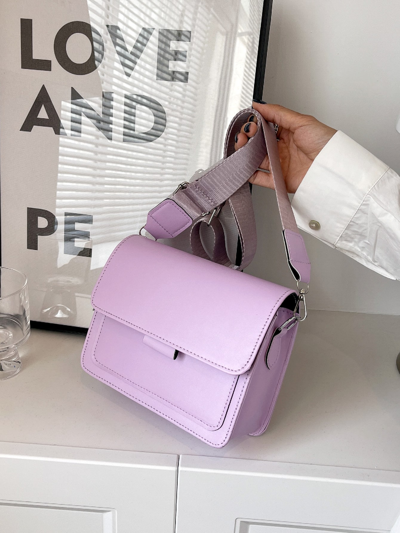 Легкая деловая повседневная мини-минималистичная квадратная сумка с клапаном для девочек-подростков, фиолетовый