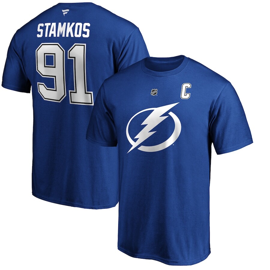

Футболка с именем и номером Fanatics Branded Tampa Bay Lightning, синий