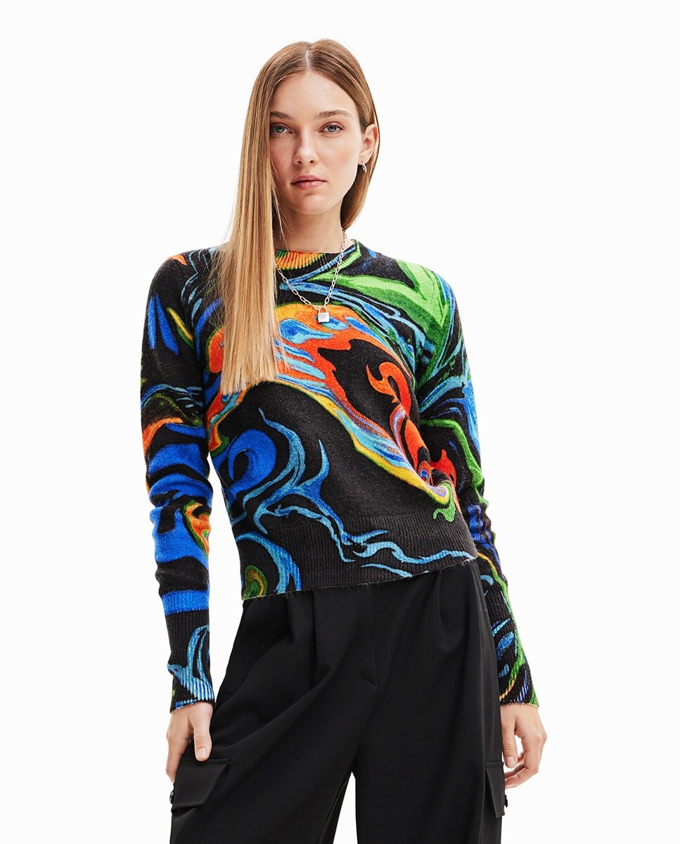 

Свитер под мрамор. Дизайн М. Кристиана Лакруа Desigual, черный