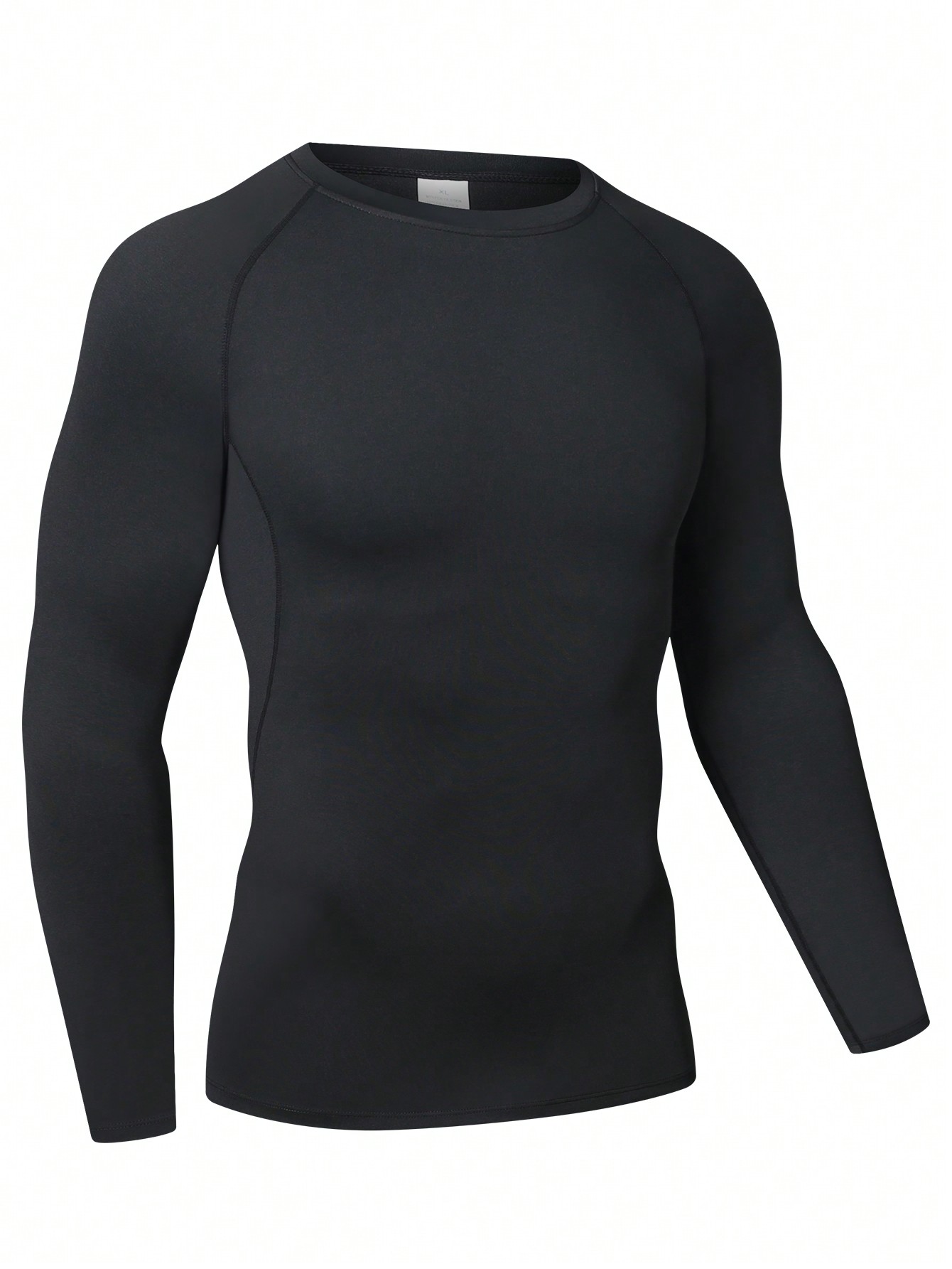 Мужская эластичная компрессионная рубашка для фитнеса с длинными рукавами, черный фото