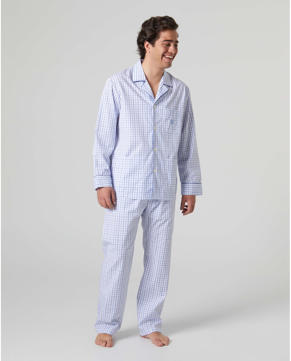 Мужская длинная пижама из белой ткани Kiff-Kiff, белый мужская длинная темно синяя пижама в мелкую клетку kiff kiff синий