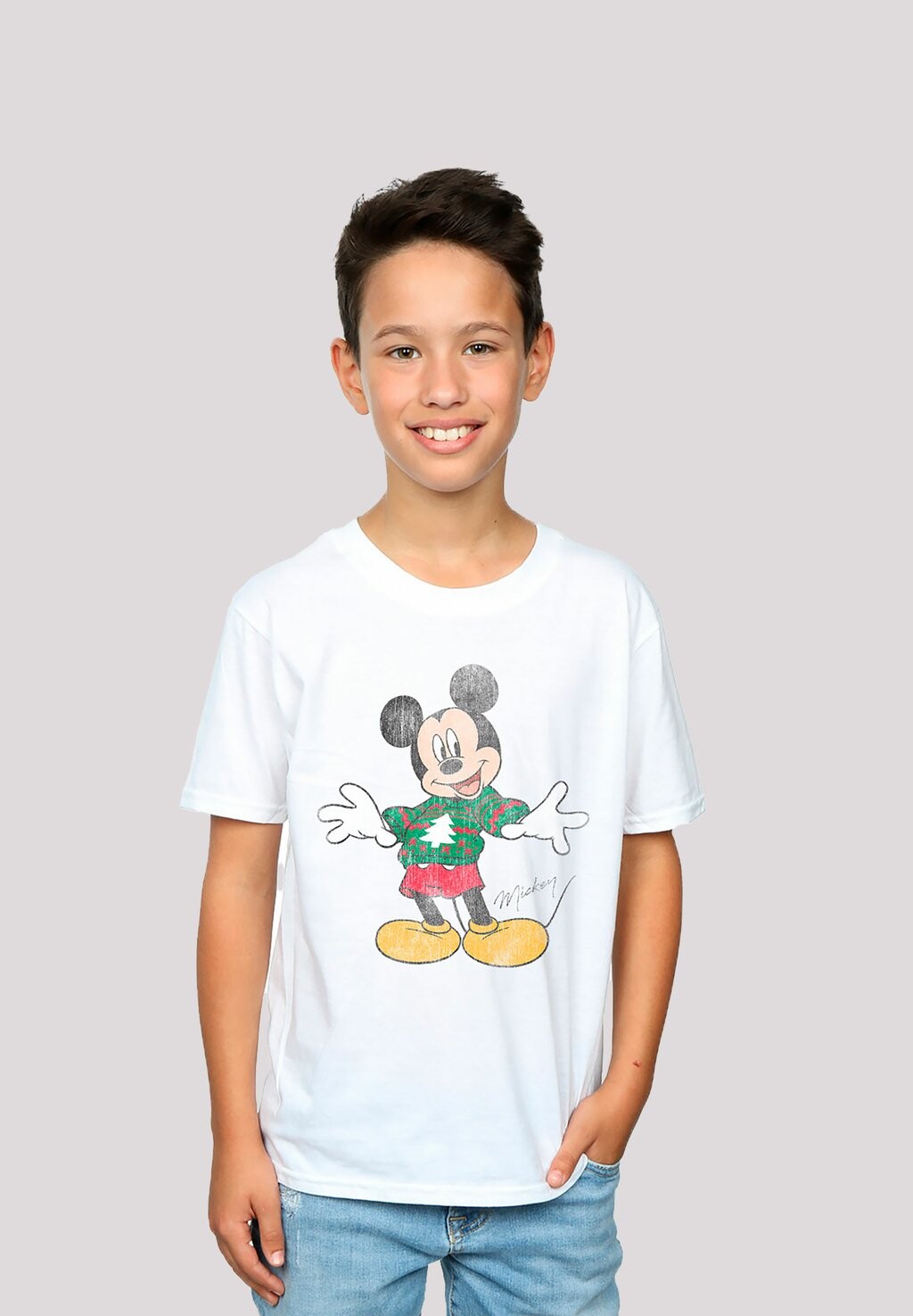 

Футболка с принтом Disney Micky Maus Weihnachten Premium Film Movie Tv Comic Fan F4NT4STIC, белый