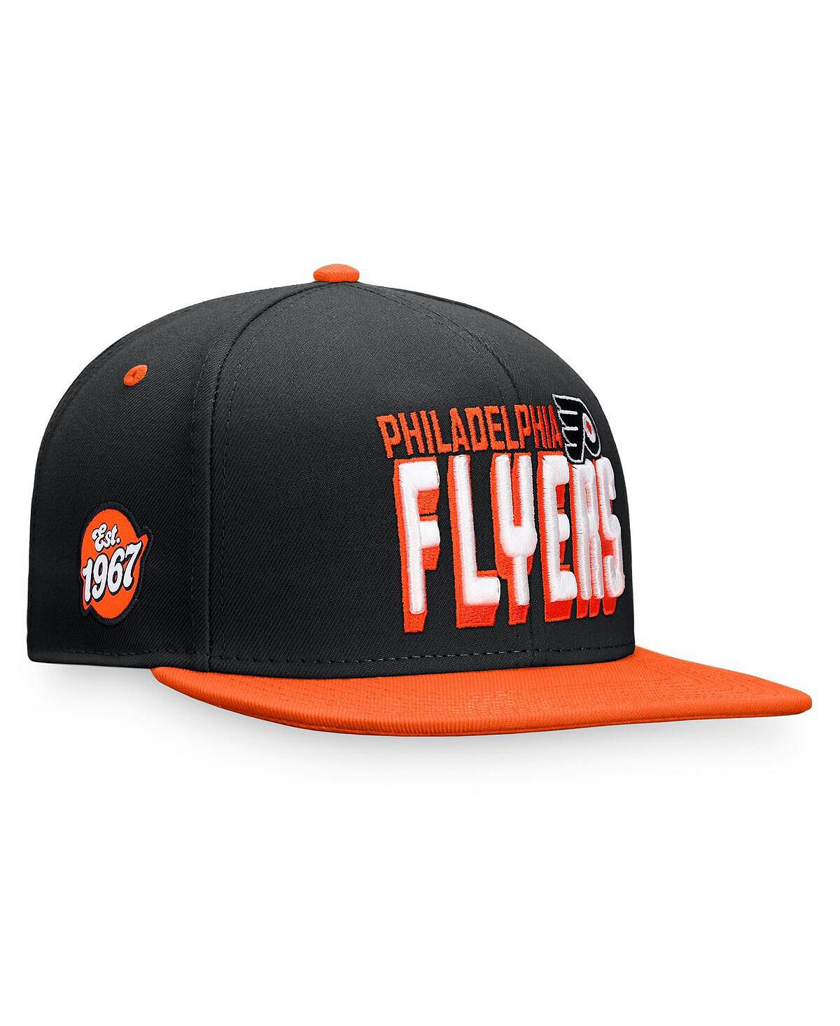 

Мужская двухцветная кепка Snapback черного и оранжевого цвета с логотипом Philadelphia Flyers Heritage Heritage Fanatics