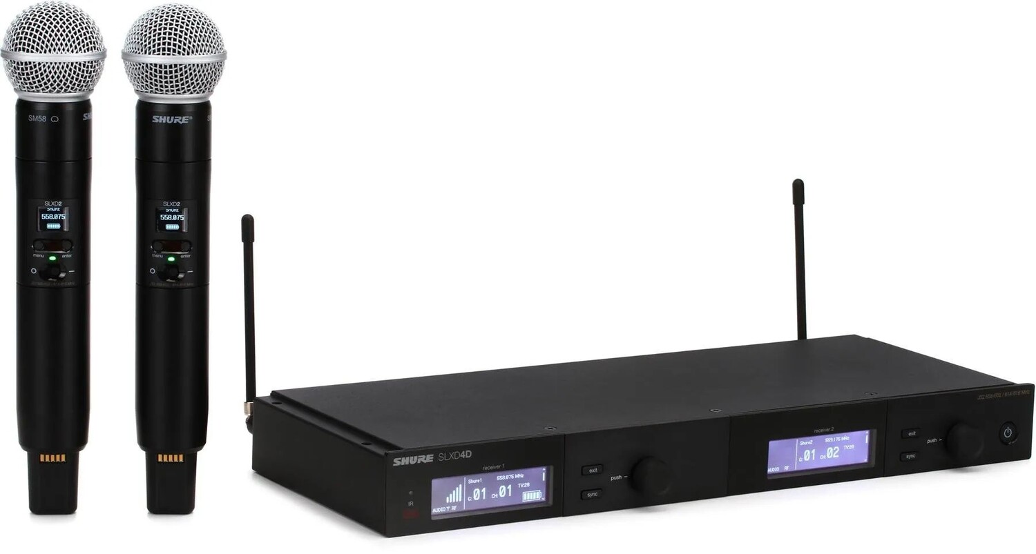 

Цифровая беспроводная система с двумя ручными микрофонами Shure SLXD24D/SM58 — диапазон G58