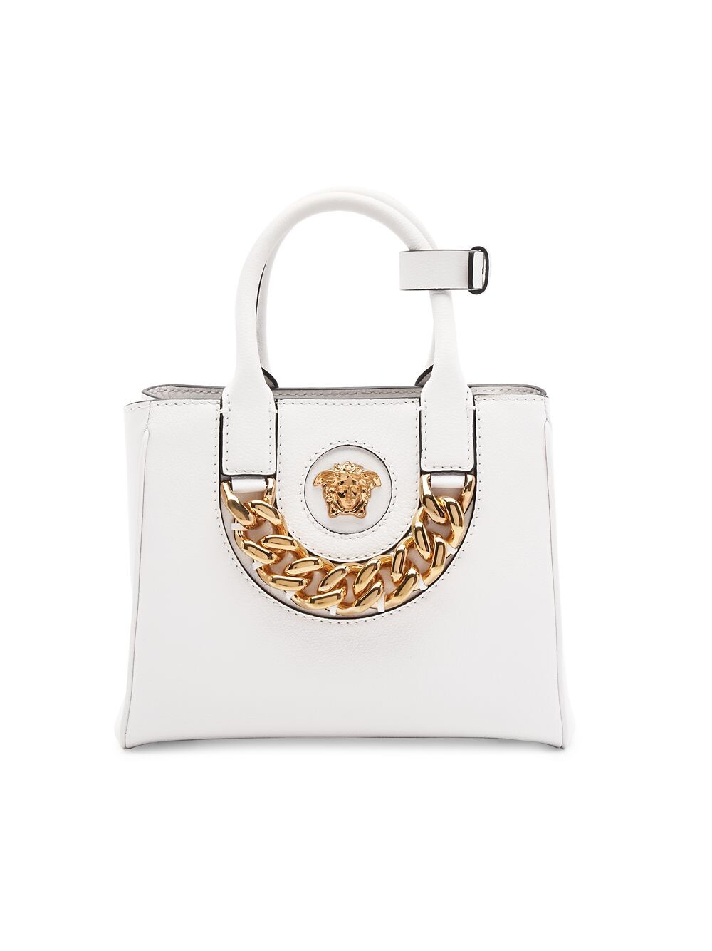 

Маленькая кожаная большая сумка с короткими ручками La Medusa Versace, белый