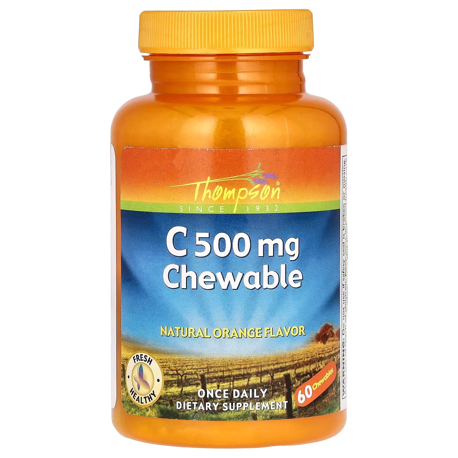 Пищевая добавка Thompson C Chewable Natural Orange 500 мг, 60 жевательных таблеток thompson витамин c 500 мг оригинальный апельсиновый вкус 60 жевательных таблеток