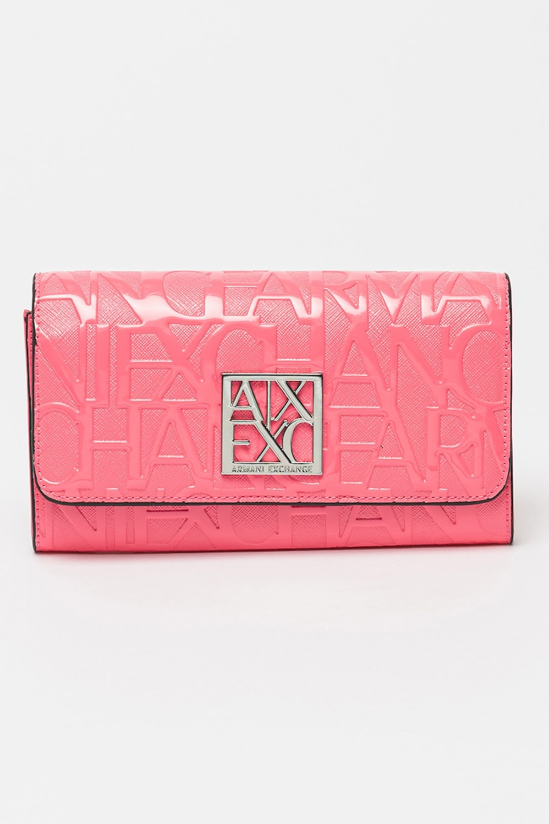 Клатч из экокожи с тисненым логотипом Armani Exchange, розовый