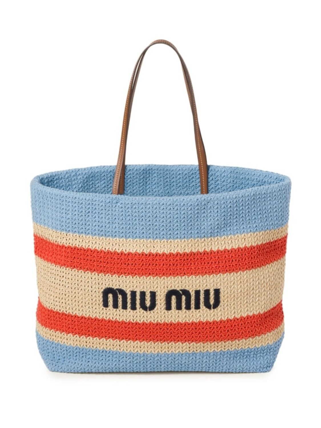 

Плетеная сумка-тоут в полоску Miu Miu, нейтральный цвет