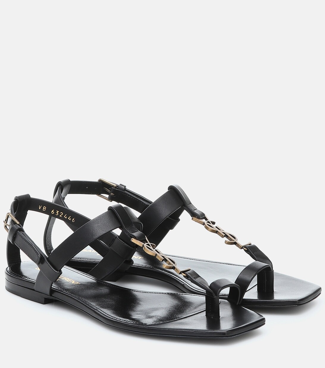 

Кожаные сандалии Cassandra Saint Laurent, черный