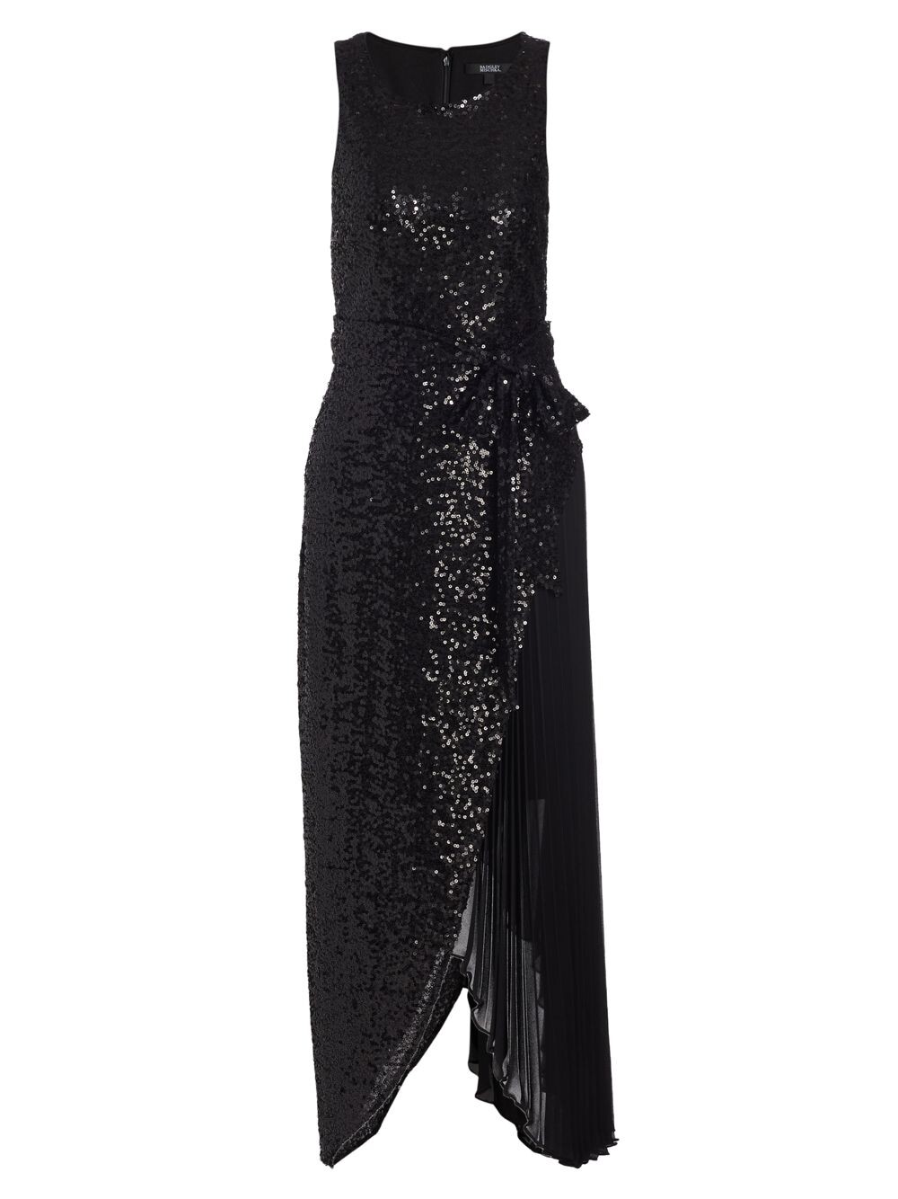 

Плиссированное платье-миди с пайетками Badgley Mischka, черный