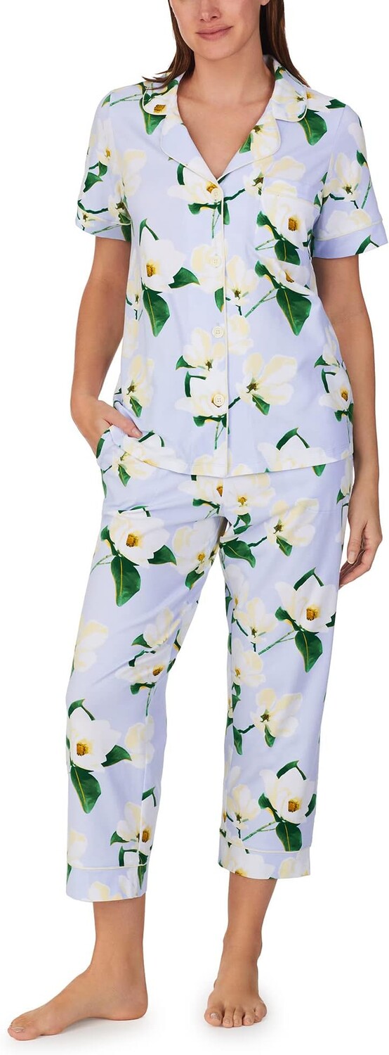 

Укороченная пижама из органического хлопка с короткими рукавами Bedhead PJs, цвет Magnolia Blossom