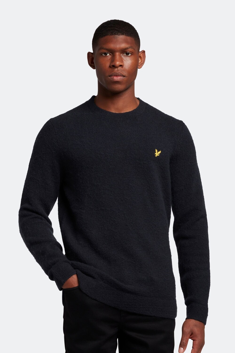 

Синий ворсовый кардиган с круглым вырезом Lyle & Scott, синий