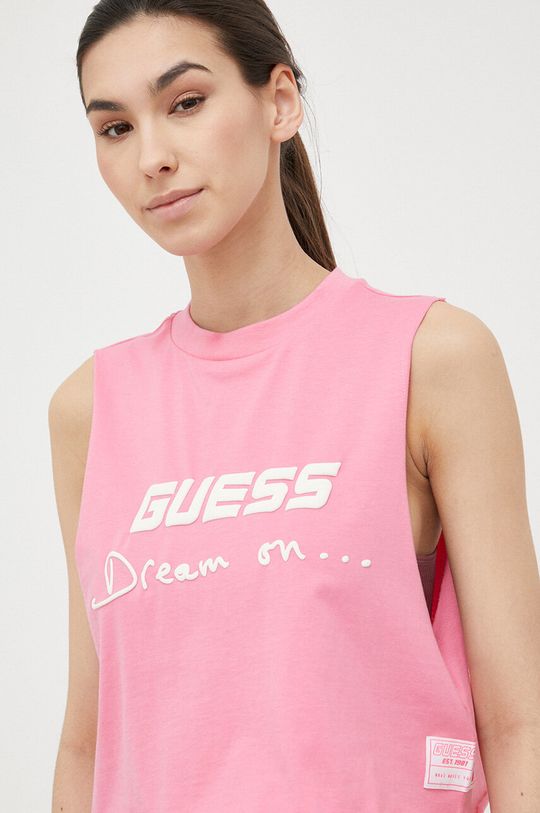 

Хлопковый топ Guess, розовый