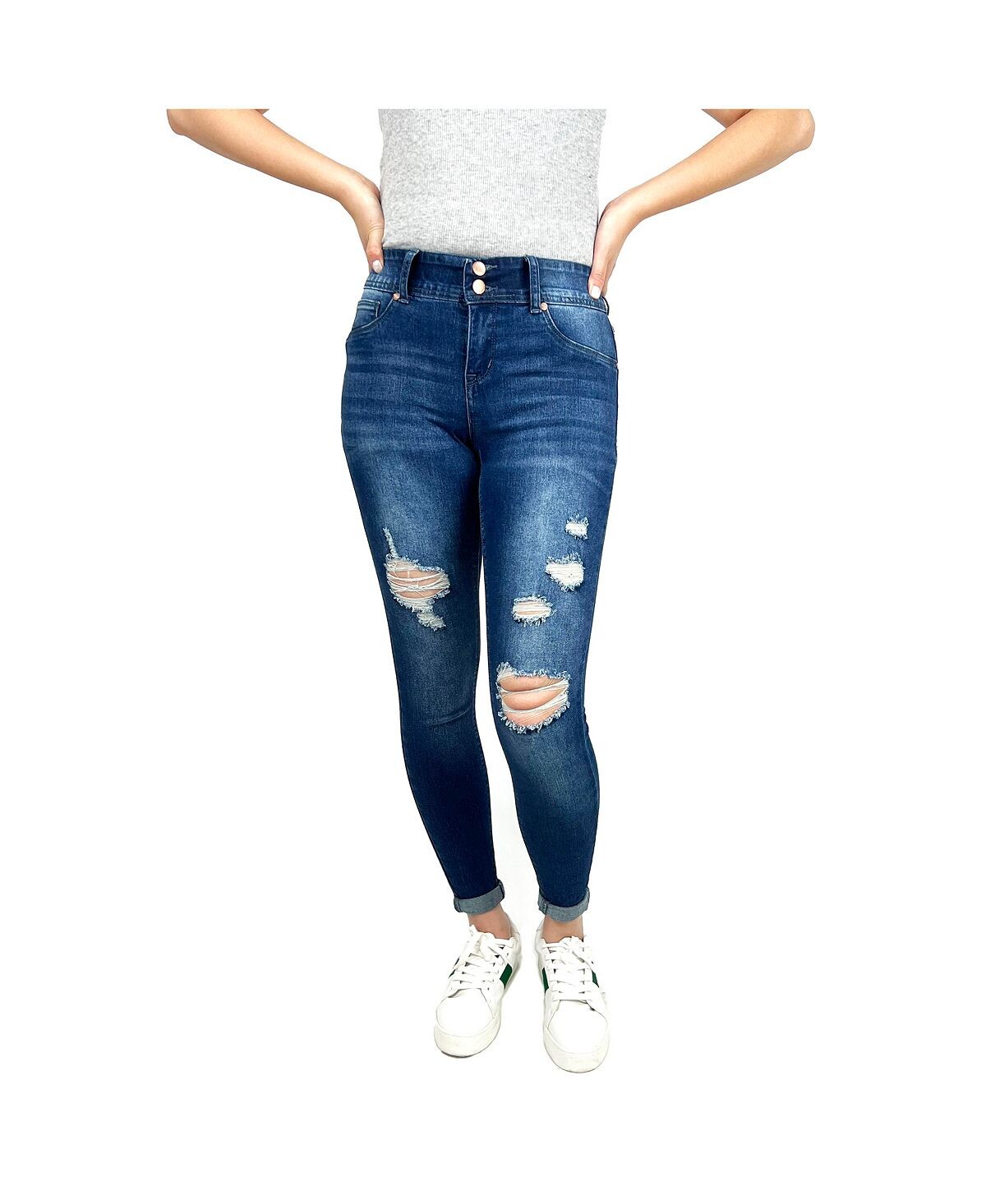 

Джинсы скинни с подвернутыми манжетами и контролем живота Indigo Poppy