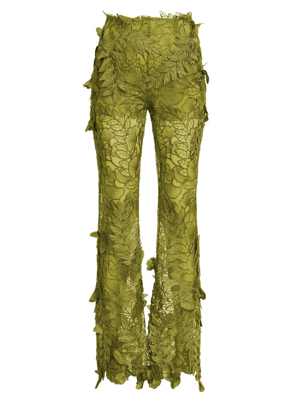 

Шелковые брюки с аппликацией листьев Alberta Ferretti, зеленый