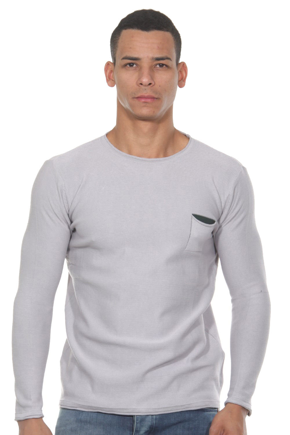 Пуловер FIOCEO Rundhals slim fit, серый