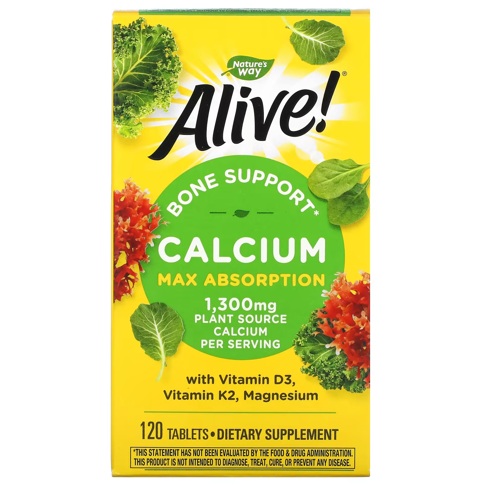 Кальций Nature's Way для поддержки костей, 120 таблеток бады для суставов mychoice nutrition добавка calcium vitamin k2 d3 magnesium zinc кальций к2 д3 магний цинк