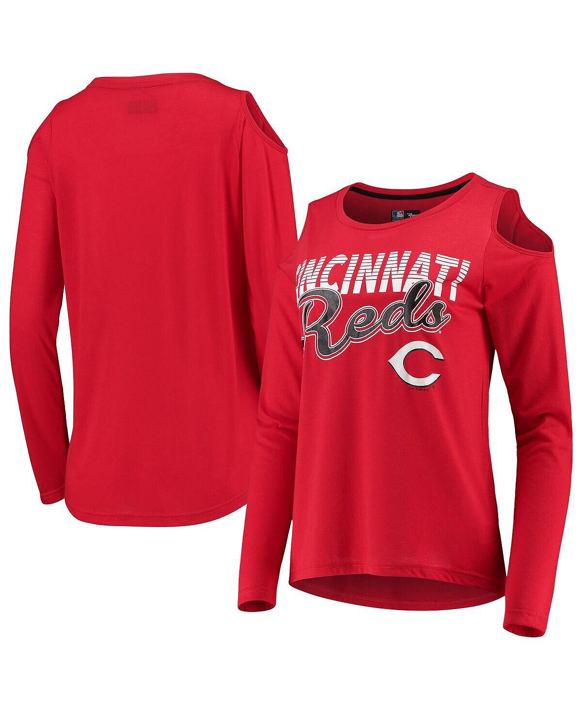 

Женская красная футболка Cincinnati Reds Crackerjack с открытыми плечами и длинными рукавами G-III 4Her by Carl Banks, красный
