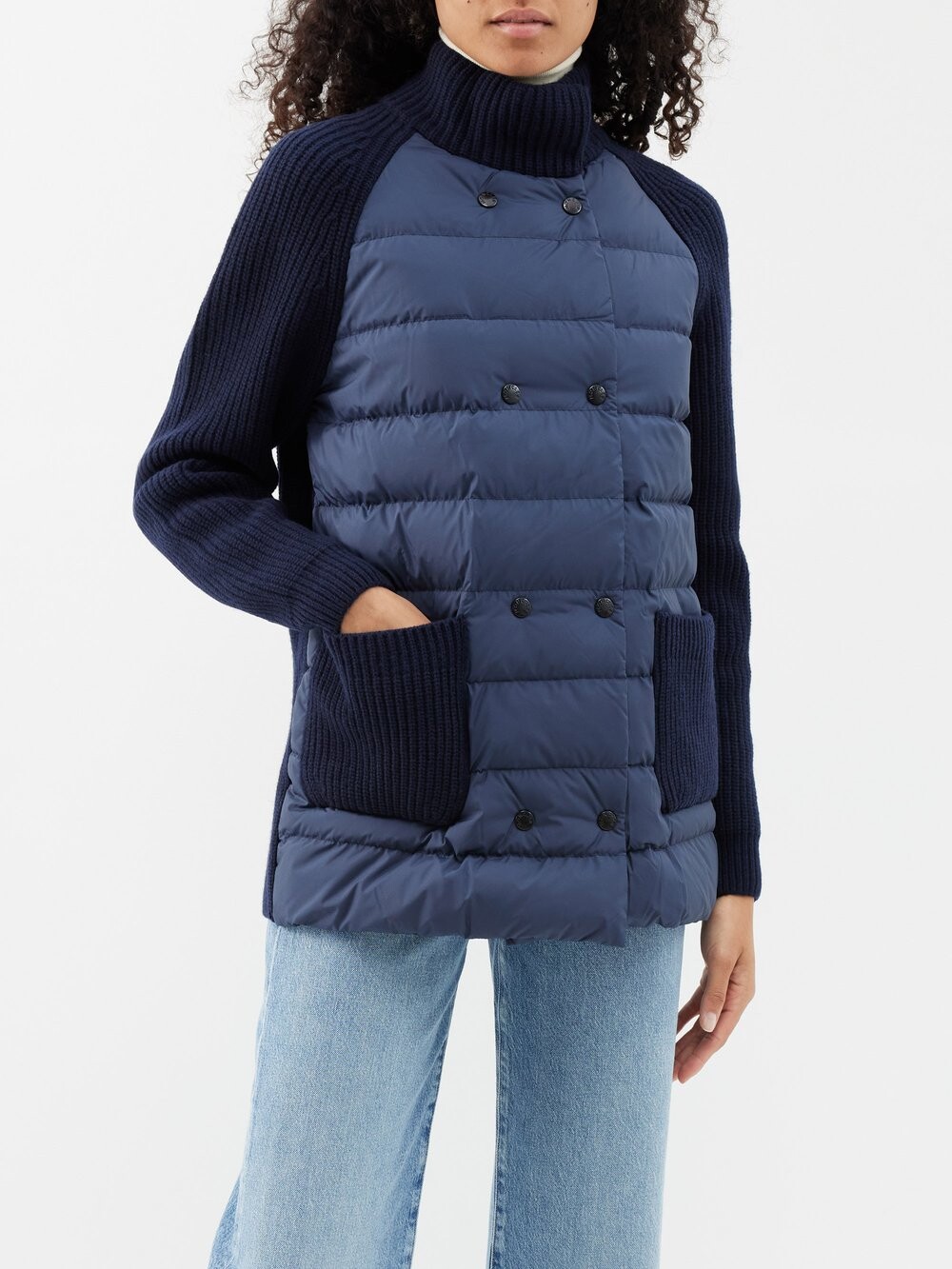 

Стеганая куртка из ребристой шерсти Moncler, синий