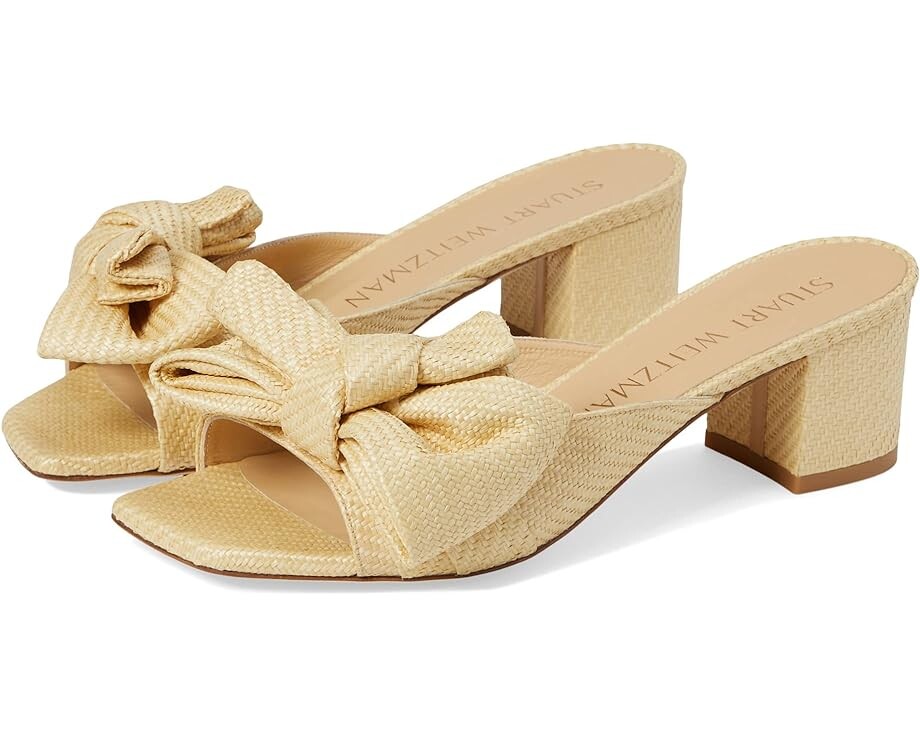 

Туфли Stuart Weitzman Loveknot 50 Block Slide, цвет Wheat
