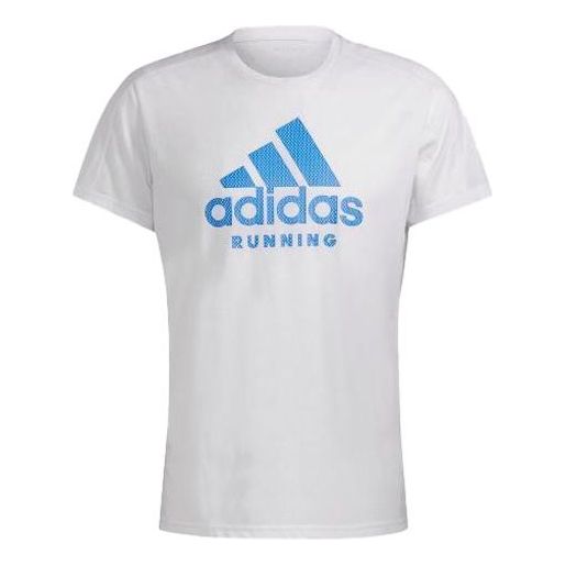 Футболка adidas Run Logo Tee M Logo Printing Round Neck Short Sleeve White, белый